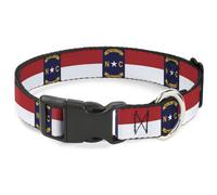 Plastic Clip Collar North Carolina Flag Continuous Repeat WIDE-Small 13-17"