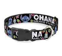 Plastic Clip Collar OHANA MEANS FAMILY/Stitch & Scrump Poses/Tropical Flora Blac
