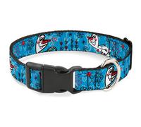 Plastic Clip Collar Olaf Heart Raindrop Sketch Blues/Black Medium 11-16.5"