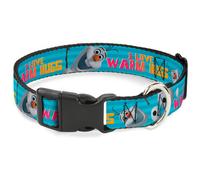 Plastic Clip Collar Olaf Pose I LOVE WARM HUGS Stripe Blues Large 15-24"