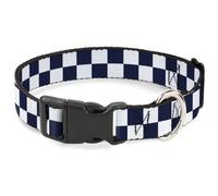 Plastic Clip Collar Olde Scotland Yard Checker Midnight Blue/White Large 15-24"