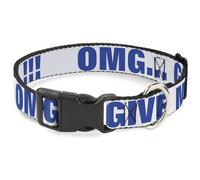 Plastic Clip Collar OMG…GIVE ME A BREAK White/Royal NARROW-Medium 8.5-12"