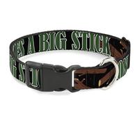 Plastic Clip Collar ONE OF US LIKES BIG STICKS/Sticks Black/Brown/Green WIDE-Sma