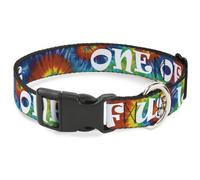 Plastic Clip Collar ONE OF US LIKES GRASS/Tie Dye Multi Color/White NARROW-Small