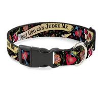 Plastic Clip Collar Only God Can Judge Me Black NARROW-Small 7-8.5"