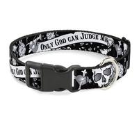 Plastic Clip Collar Only God Can Judge Me Black/White Medium 11-16.5"