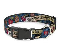 Plastic Clip Collar Only God Can Judge Me Blue NARROW-Small 7-8.5"