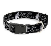 Plastic Clip Collar ONLY GOD CAN JUDGE ME Script/Praying Hands Black/White WIDE-
