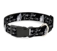 Plastic Clip Collar ONLY GOD CAN JUDGE ME Script/Praying Hands Black/White WIDE-