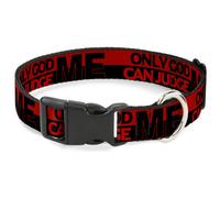 Plastic Clip Collar ONLY GOD CAN JUDGE ME/Stripe Red/Black/Red WIDE-Large 20-31"