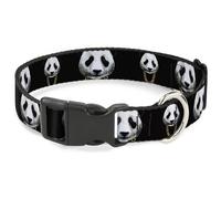 Plastic Clip Collar Panda w/Gold Chain Black Small 9.5-13"