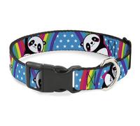 Plastic Clip Collar Pandas & Rainbows w/Stars NARROW-Small 7-8.5"