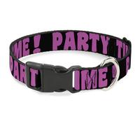 Plastic Clip Collar PARTY TIME Black/Fuchsia NARROW-Large 9.5-14.5"