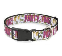 Plastic Clip Collar PARTY TIME w/Drinks Large 15-24"