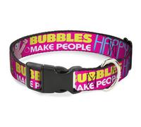 Plastic Clip Collar Patrick Starfish Pose BUBBLES MAKE PEOPLE HAPPY Pink/Yellow/
