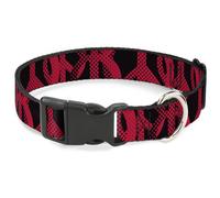 Plastic Clip Collar Peace Dots Black/Fuchsia WIDE-Medium 16-23"