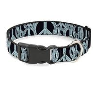 Plastic Clip Collar Peace Sketch Black/Baby Blue NARROW-Small 7-8.5"