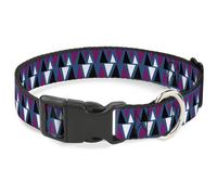 Plastic Clip Collar Peaks Turquoise/Fuchsia/Black/White WIDE-Medium 16-23"