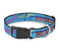 Plastic Clip Collar PEANUTS Charlie Brown Snoopy and Woodstock Typography Collag