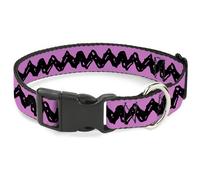 Plastic Clip Collar Peanuts Charlie Brown Zig Zag Stripe Pink/Black WIDE-Small 1