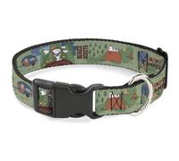 Plastic Clip Collar Peanuts HAPPY CAMPER BEAGLE SCOUTS Scenes NARROW-Large 9.5-1