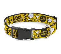 Plastic Clip Collar Peanuts I AM CHARLIE BROWN Poses and Zig Zag Stripe Yellows/