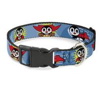 Plastic Clip Collar Penguin Superhero Blue Bubbles NARROW-Small 7-8.5"