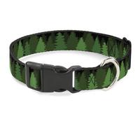 Plastic Clip Collar Pine Tree Silhouettes Black/Greens Large 15-24"