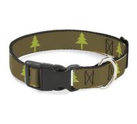 Plastic Clip Collar Pine Trees Blocks Olive/Orange/Tan NARROW-Small 7-8.5"
