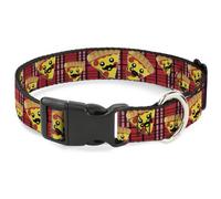 Plastic Clip Collar Pizza Man Plaid Red NARROW-Large 9.5-14.5"