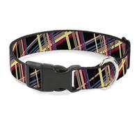 Plastic Clip Collar Plaid Black/Yellow/Red/Blue/Orange WIDE-Small 13-17"