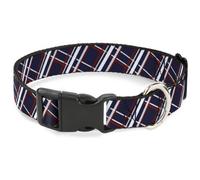 Plastic Clip Collar Plaid X Blue/White/Red NARROW-Small 7-8.5"