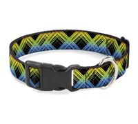 Plastic Clip Collar Plaid X Gradient Black/Orange/Green/Blue NARROW-Small 7-8.5"