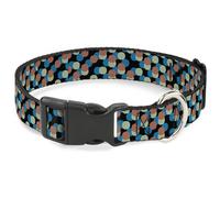 Plastic Clip Collar Polka Dots Stacked Black/Blue/Sage/Brown NARROW-Small 7-8.5"