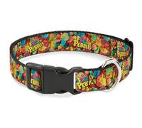 Plastic Clip Collar POST FRUITY PEBBLES Logo and Vivid Cereal Multi Color Medium