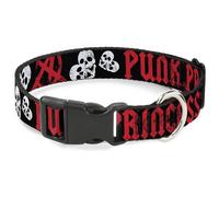 Plastic Clip Collar Punk Princess Black/Red/White NARROW-Small 7-8.5"