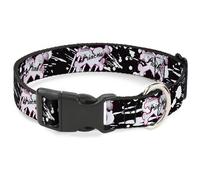 Plastic Clip Collar Punk Princess Heart & Cross Bones w/Splatter Black/White Sma