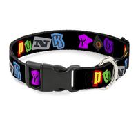 Plastic Clip Collar Punk You Black/Full Color NARROW-Large 9.5-14.5"