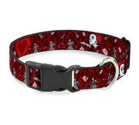 Plastic Clip Collar Queen of Hearts Poses/Hearts/Cards Reds/Black Medium 11-16.5
