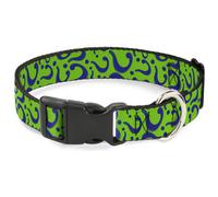 Plastic Clip Collar Question Mark Scattered Green/Purple Medium 11-16.5"