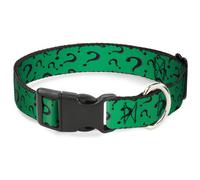Plastic Clip Collar Question Mark Scattered3 Dark Green/Black Medium 11-16.5"