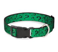 Plastic Clip Collar Question Mark Scattered3 Dark Green/Black NARROW-Medium 8.5-