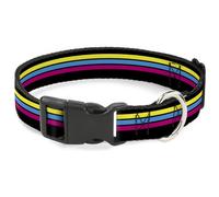 Plastic Clip Collar Racing Stripes Black/Yellow/Blue/Pink NARROW-Small 7-8.5"