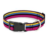 Plastic Clip Collar Racing Stripes Pink/Yellow/Blue/Black NARROW-Small 7-8.5"