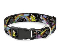Plastic Clip Collar Rainbow Cloud Stars Black Large 15-24"