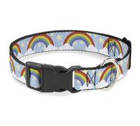 Plastic Clip Collar Rainbows & Stars Light Blue/Yellow/Rainbow NARROW-Large 9.5-