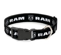 Plastic Clip Collar RAM Shield Logo/Bold Text Black/White Medium 11-16.5"