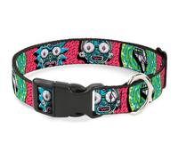 Plastic Clip Collar Rick and Morty Circuit Faces/Portal Gun Pink Medium 11-16.5"