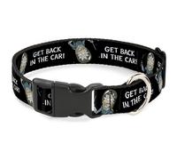 Plastic Clip Collar Rick and Morty Rick GET BACK IN THE CAR Pose Black/White Med