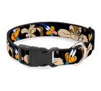 Plastic Clip Collar Road Runner/Wile E. Coyote Expressions CLOSE-UP Black NARROW